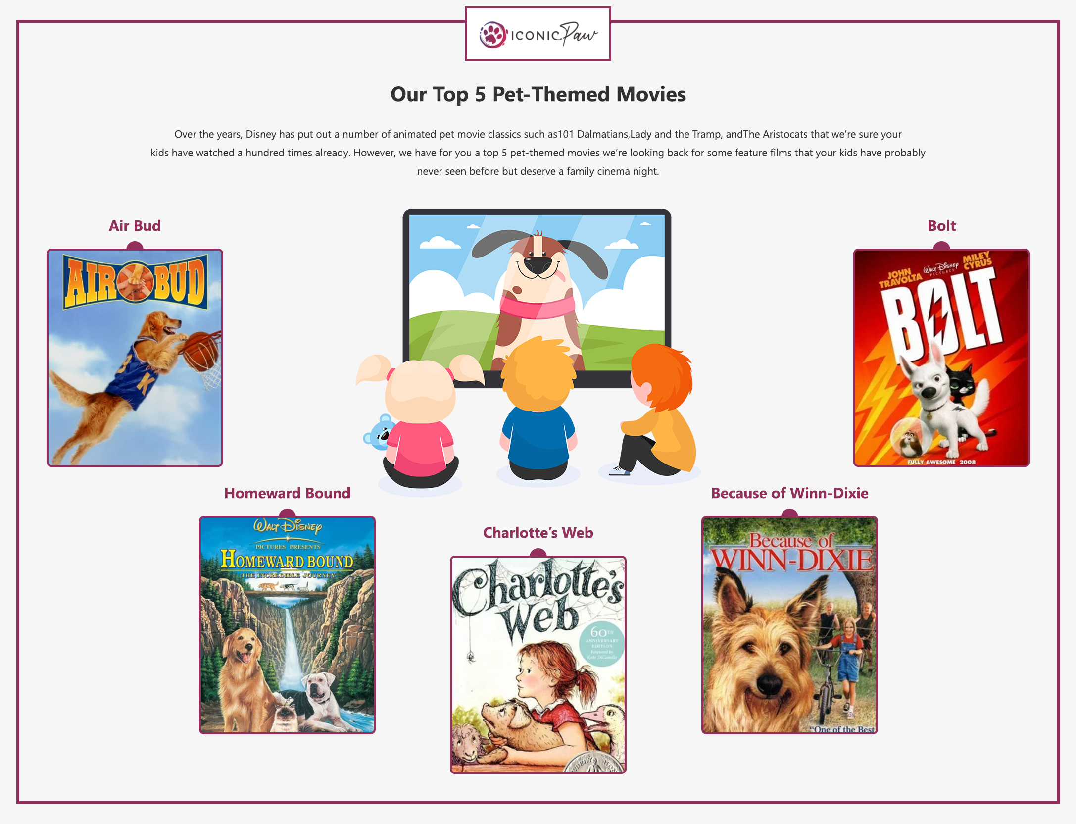 Top 5 Pet Themed Movies - Infographics