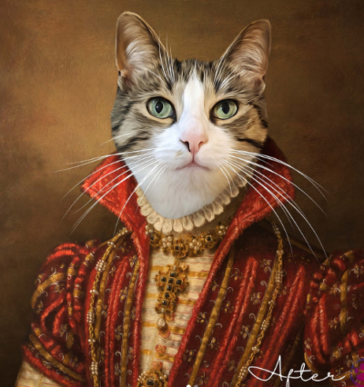 cat portrait as a royal character