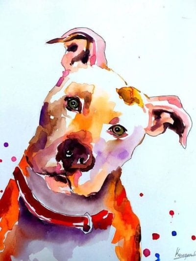 watercolor custom dog portrait